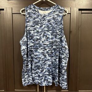 FABLETICS Dry-Flex Open Back Tank  blue black & white pattern NWT!